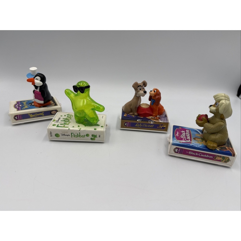 Lot Of 4 McDonald's 1998 Happy Meal Disney VHS Rolling Mobil Figurine Toys